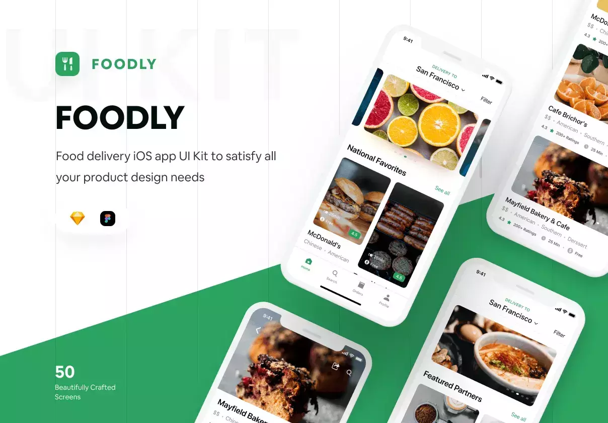 Food Delivery iOS app UI Kit