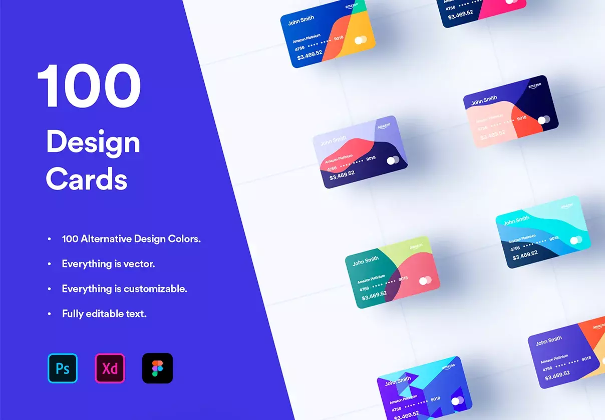 100 Financial Design Cards with full customization.