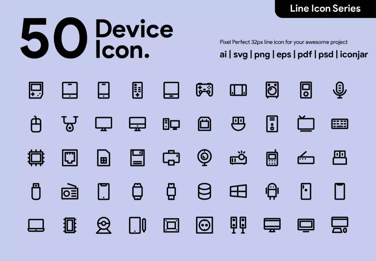 50 Device & Technology Line Icon