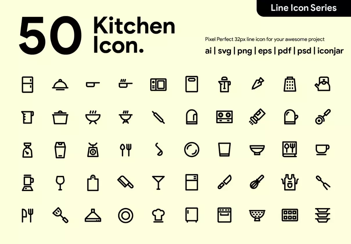 50 Kitchen Line Icon