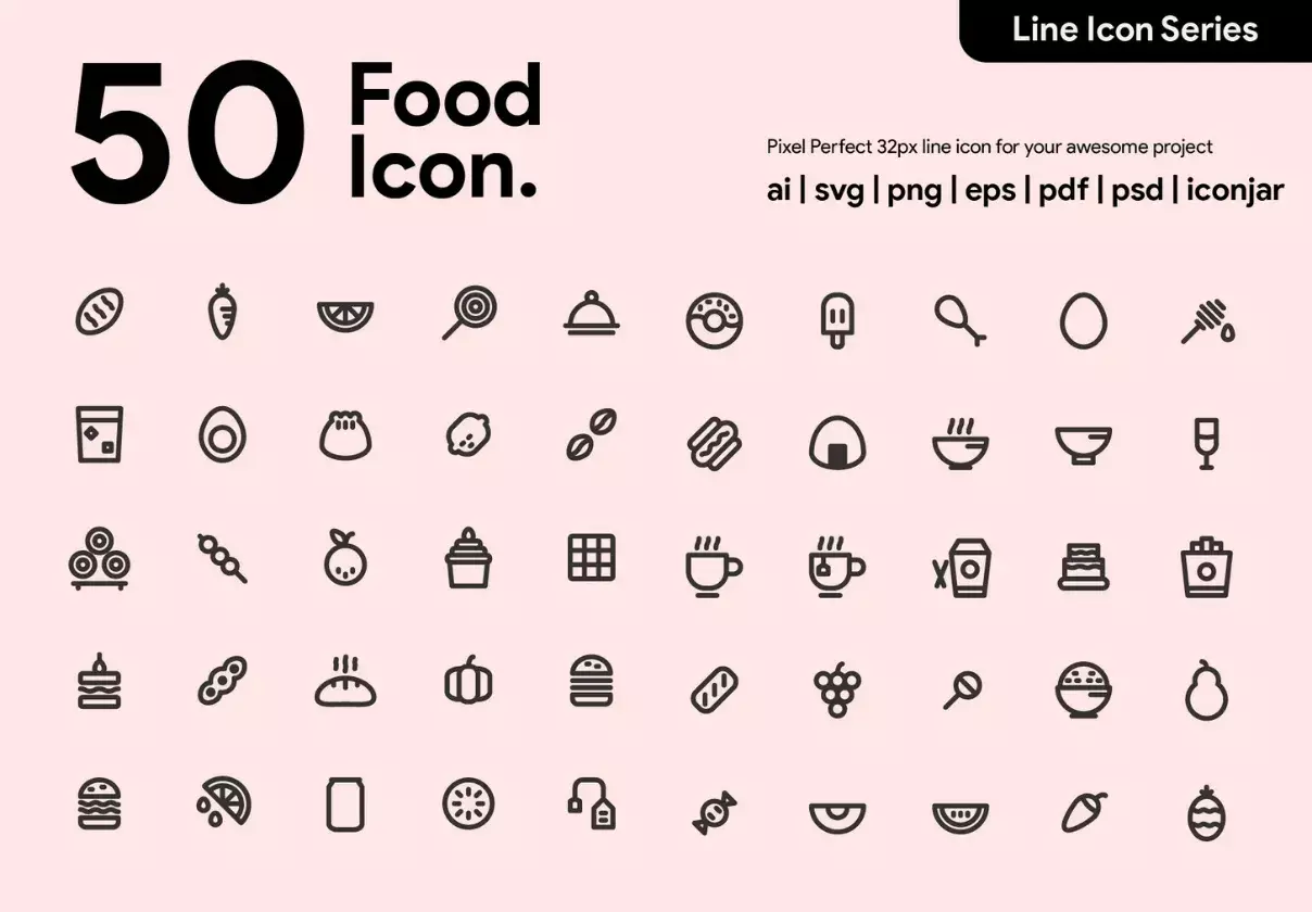 50 Food Line Icon