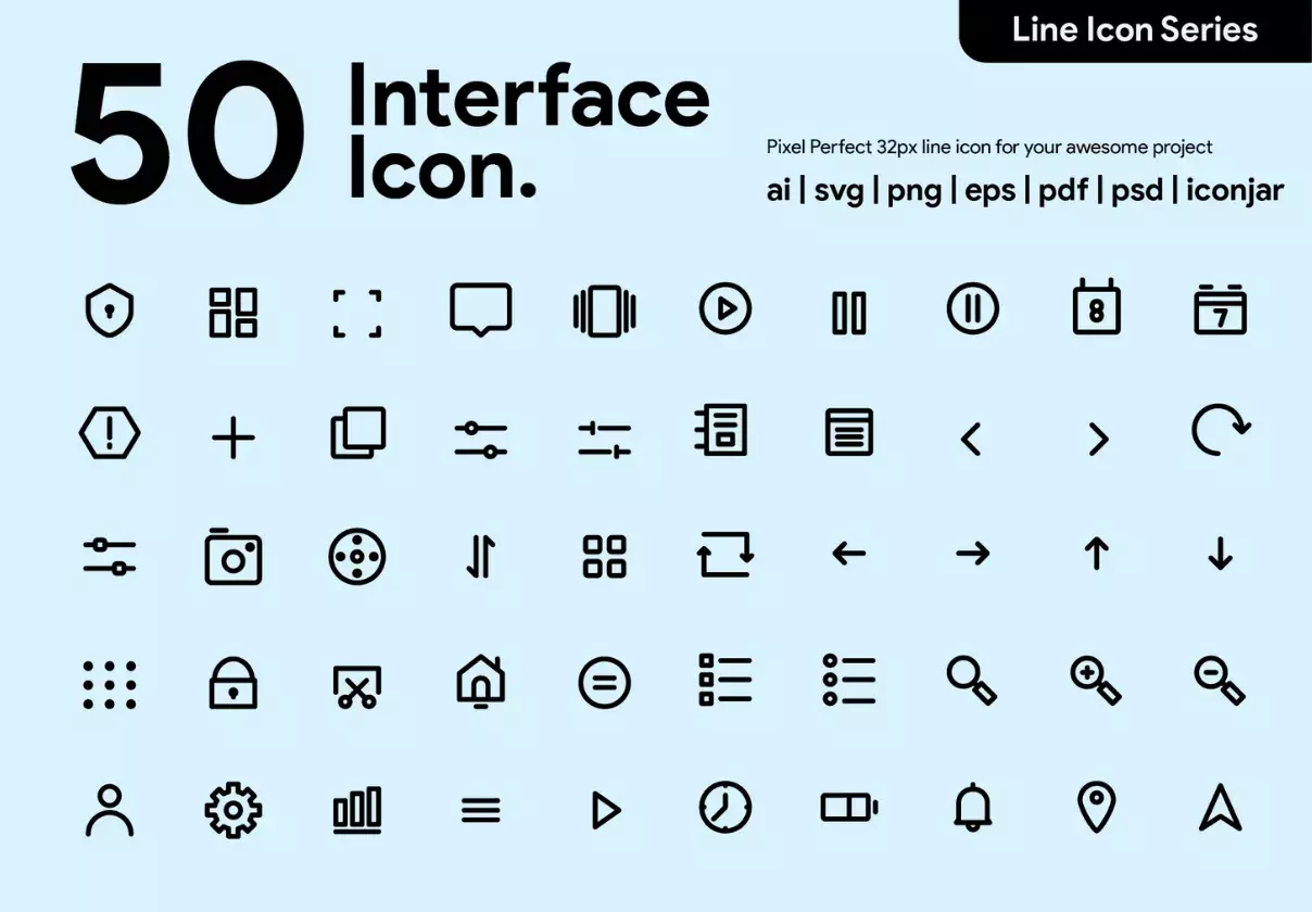 50 User Interface Line Icon