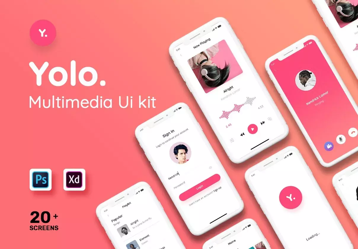 Yolo Multimedia Mobile App UI Kit