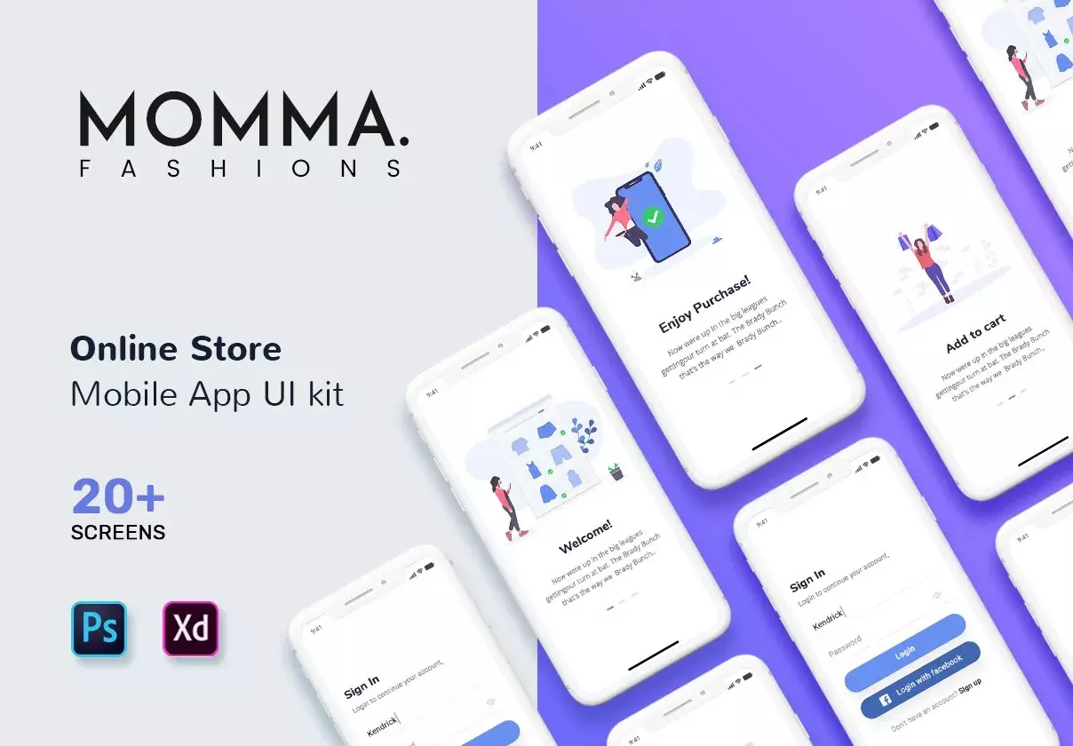 Momma Online Store Mobile App UI Kit