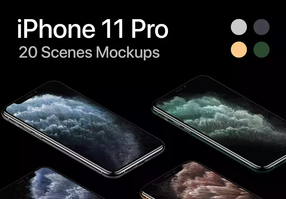 Complete Collection of 20 iPhone 11 Pro Mockups for Photoshop.