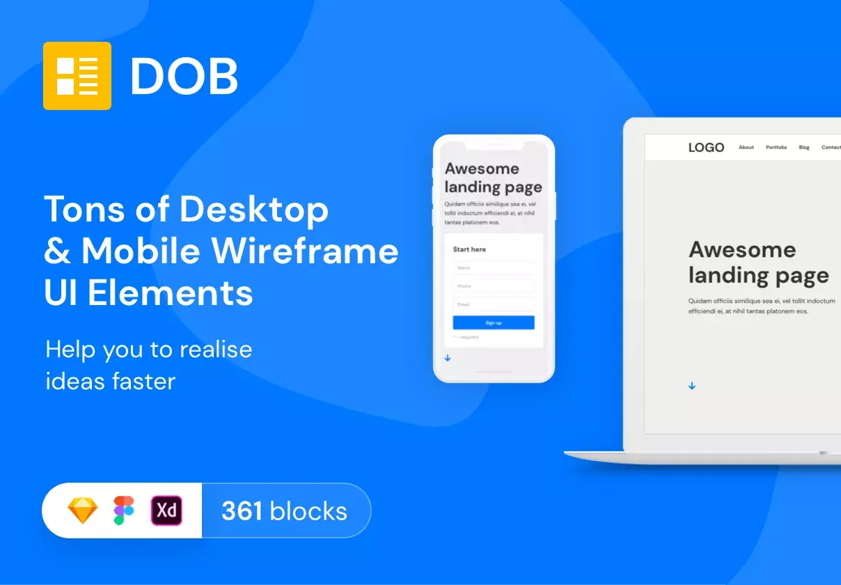 Huge pack of Desktop & Mobile Wireframe UI Elements