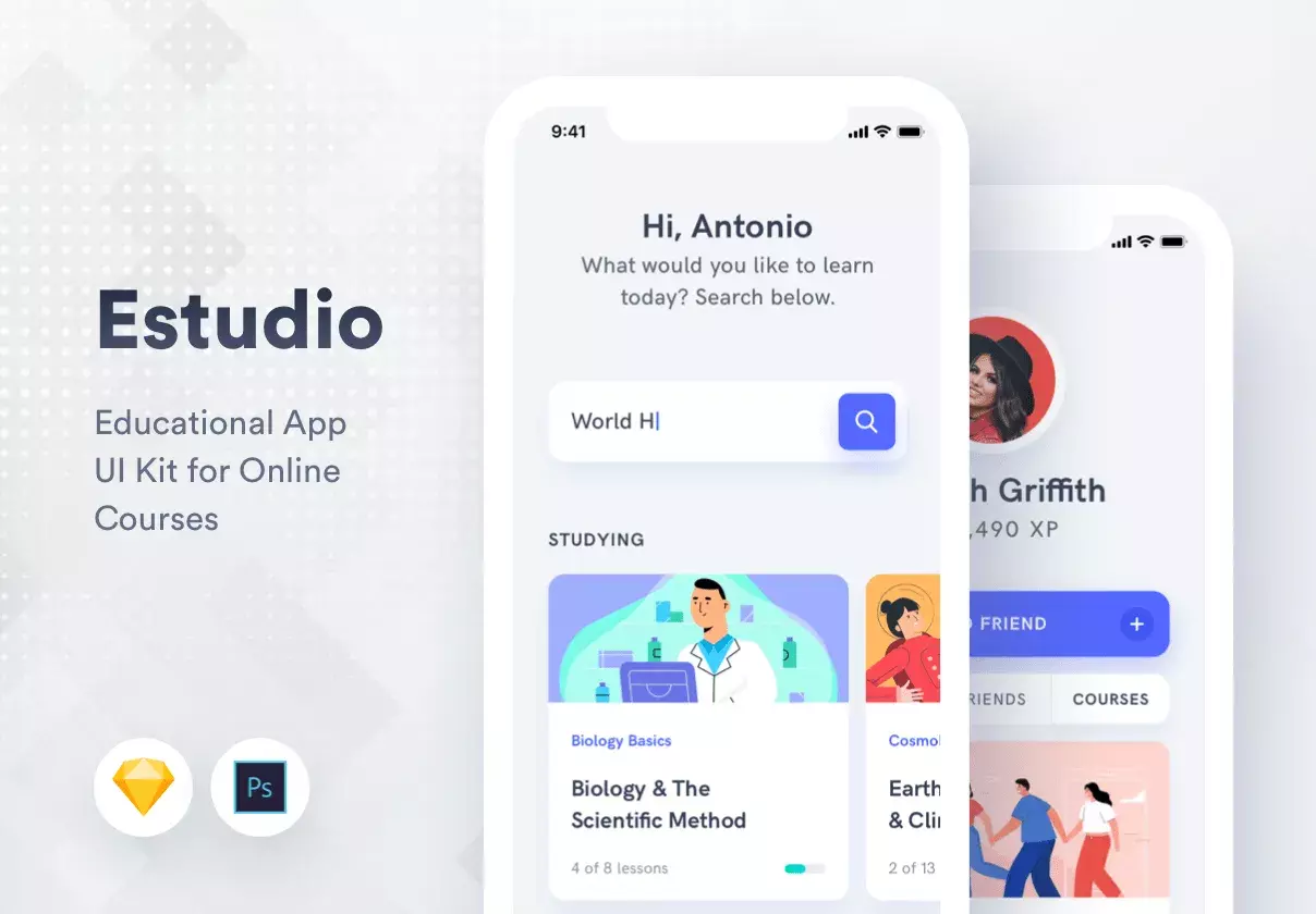 Estudio Online Courses Educational Mobile App UI Kit