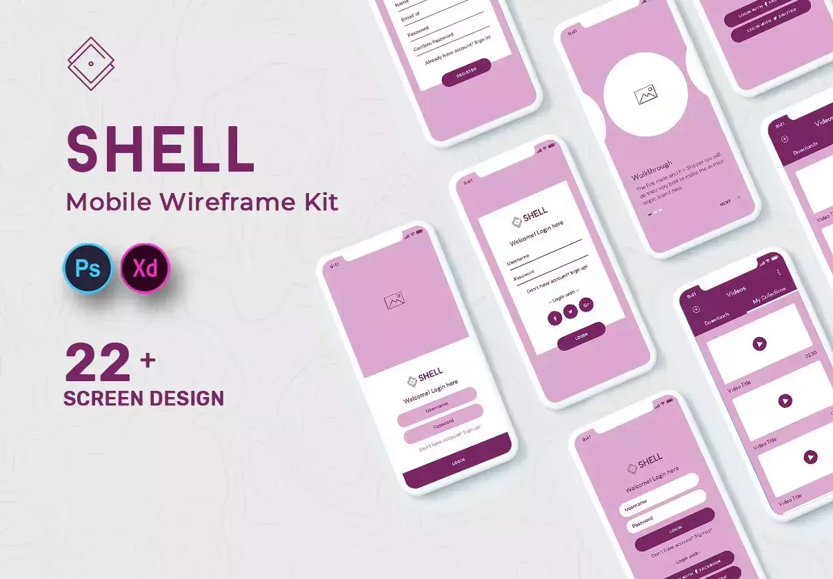 Shell Mobile Wireframe Kit