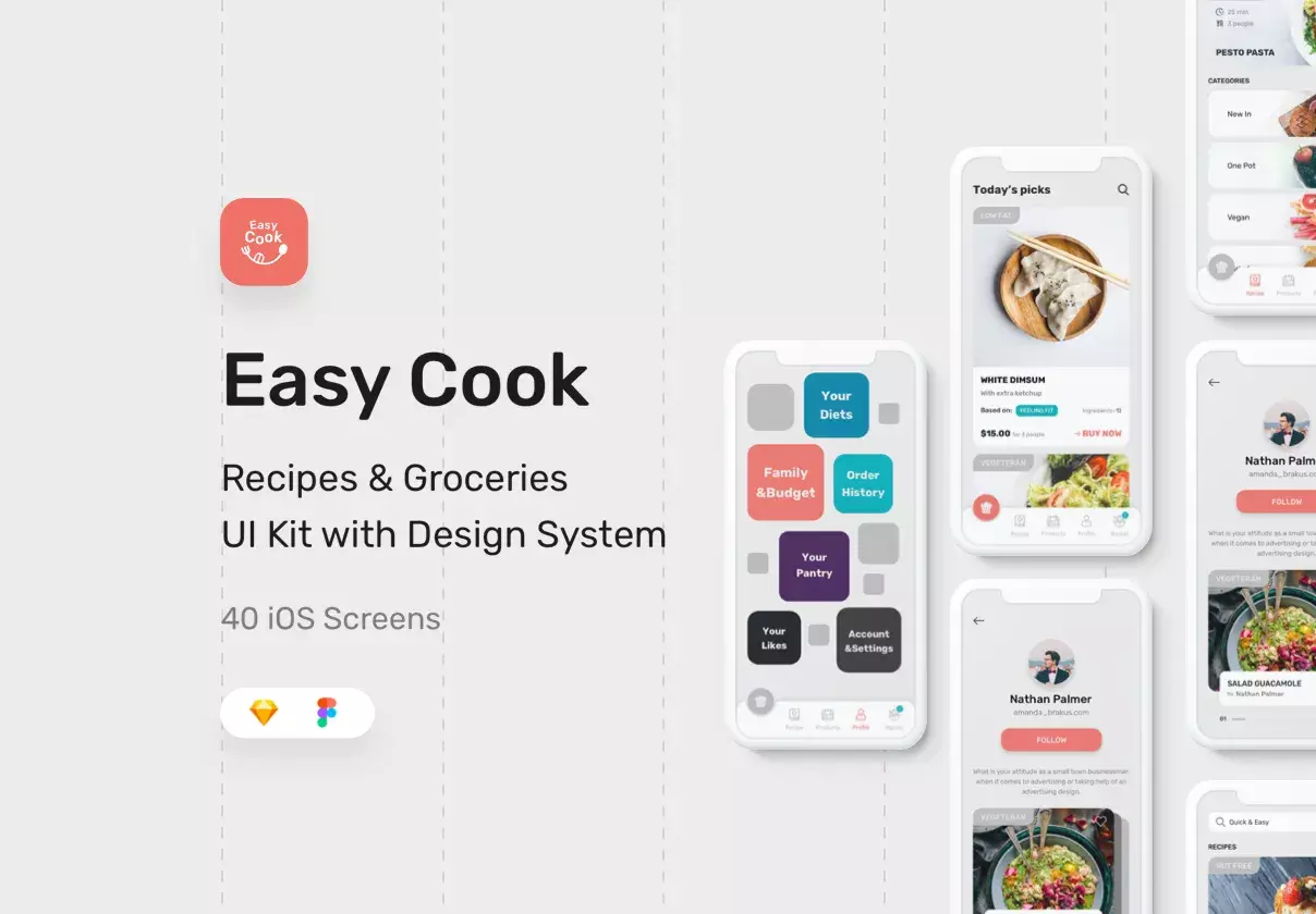 EasyCook Recipes & Groceries UI Kit