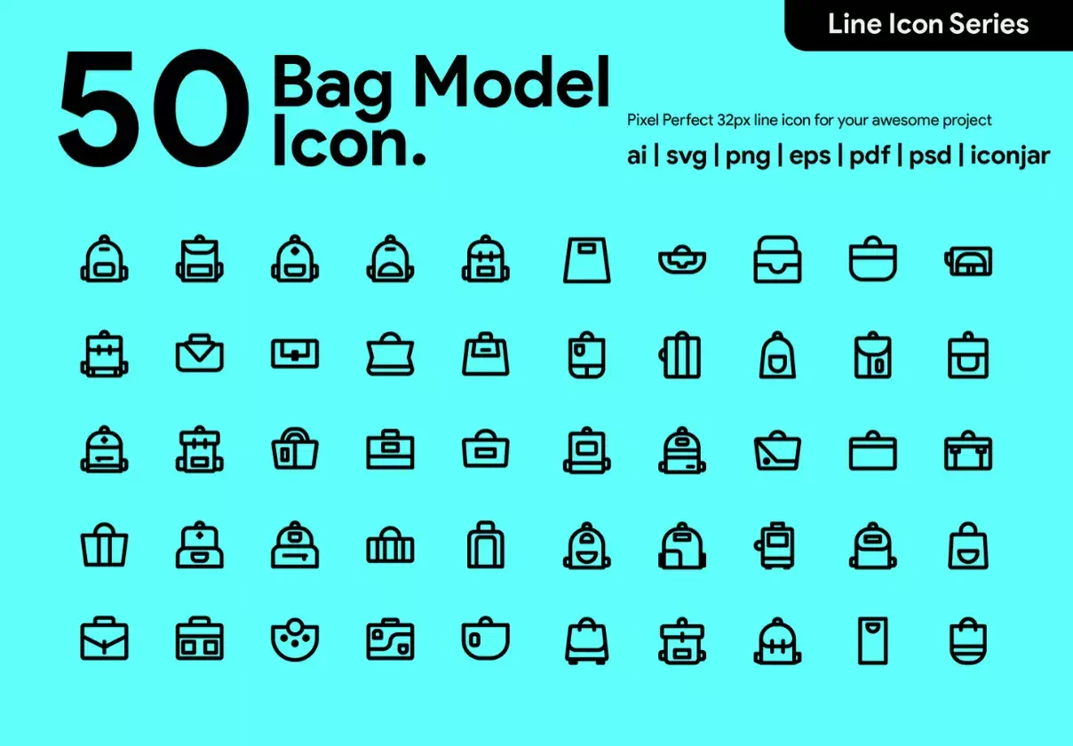 50 Bag Model Line Icon V2