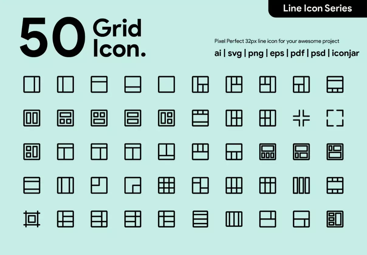 50 Grid Line Icon