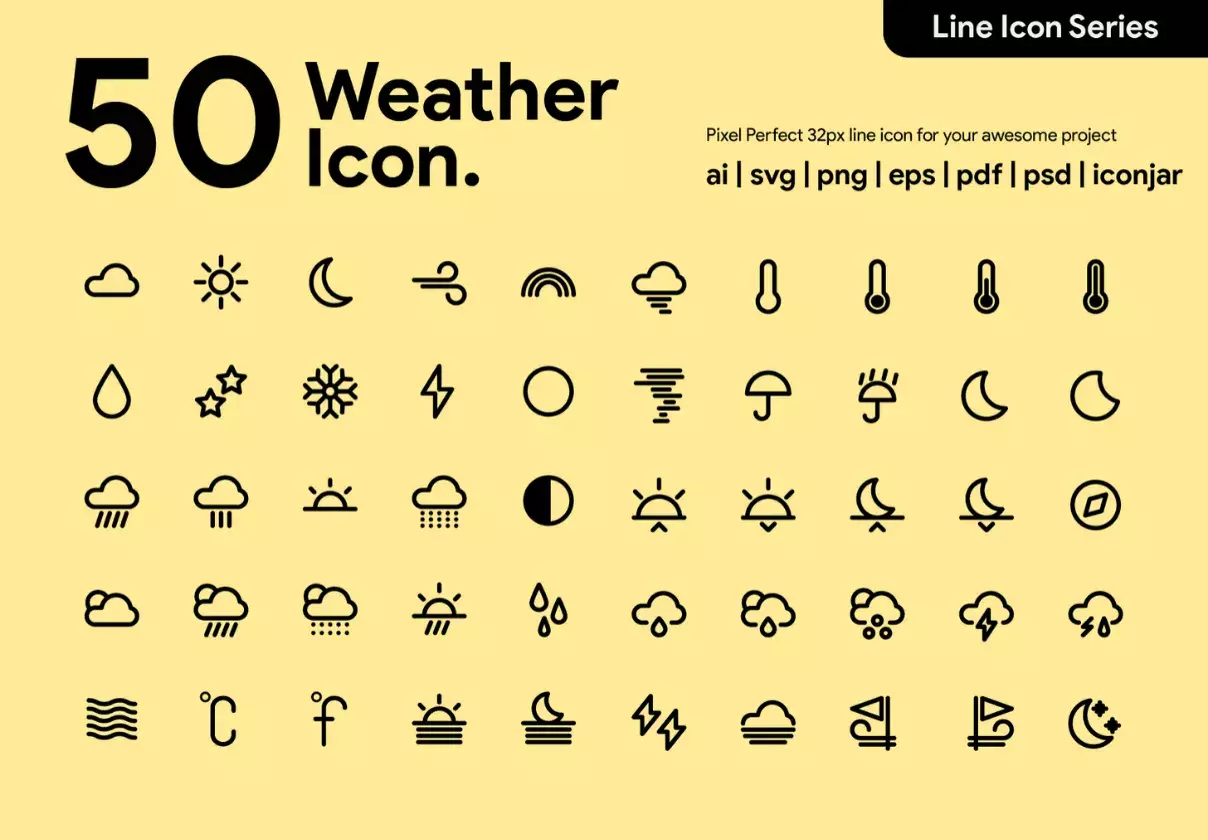 50 Weather Line Icon