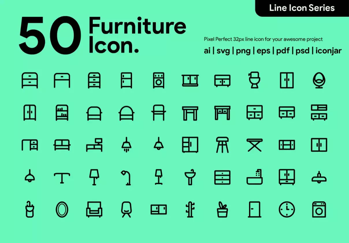 50 Furniture Line Icon