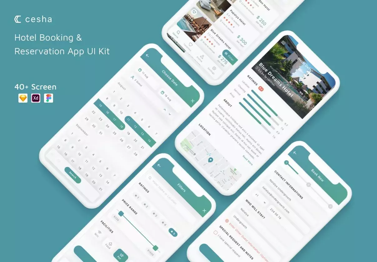 Cesha - Hotel Booking & Reservation App UI Kit