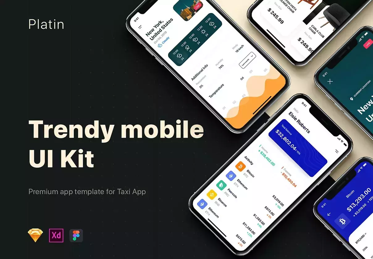 Mobile UI Kit for Sketch, XD & Figma.