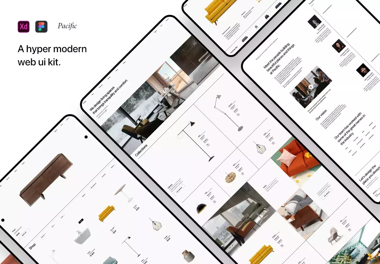 Pacific Web UI Pack made in XD and Figma.