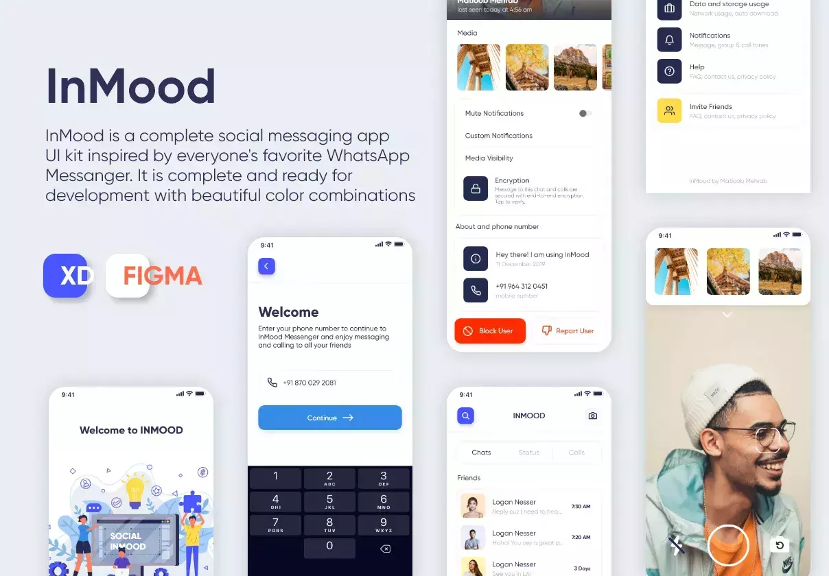 InMood Social Messaging App UI Kit