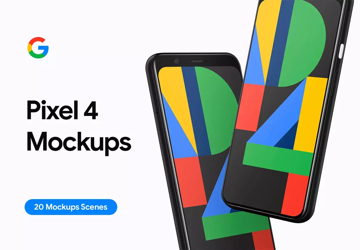 Complete Collection of 20 Google Pixel 4 Mockups for Photoshop.