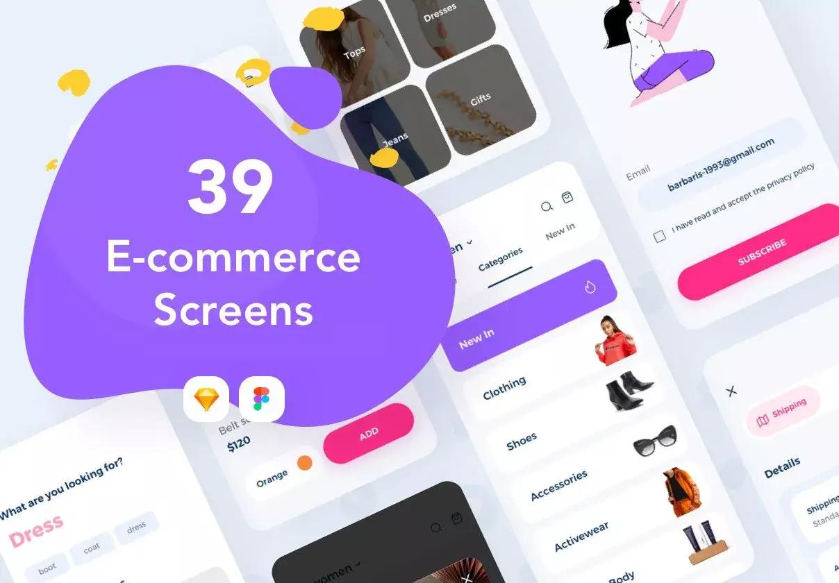 Fashionable E-commerce UI mobile KIT