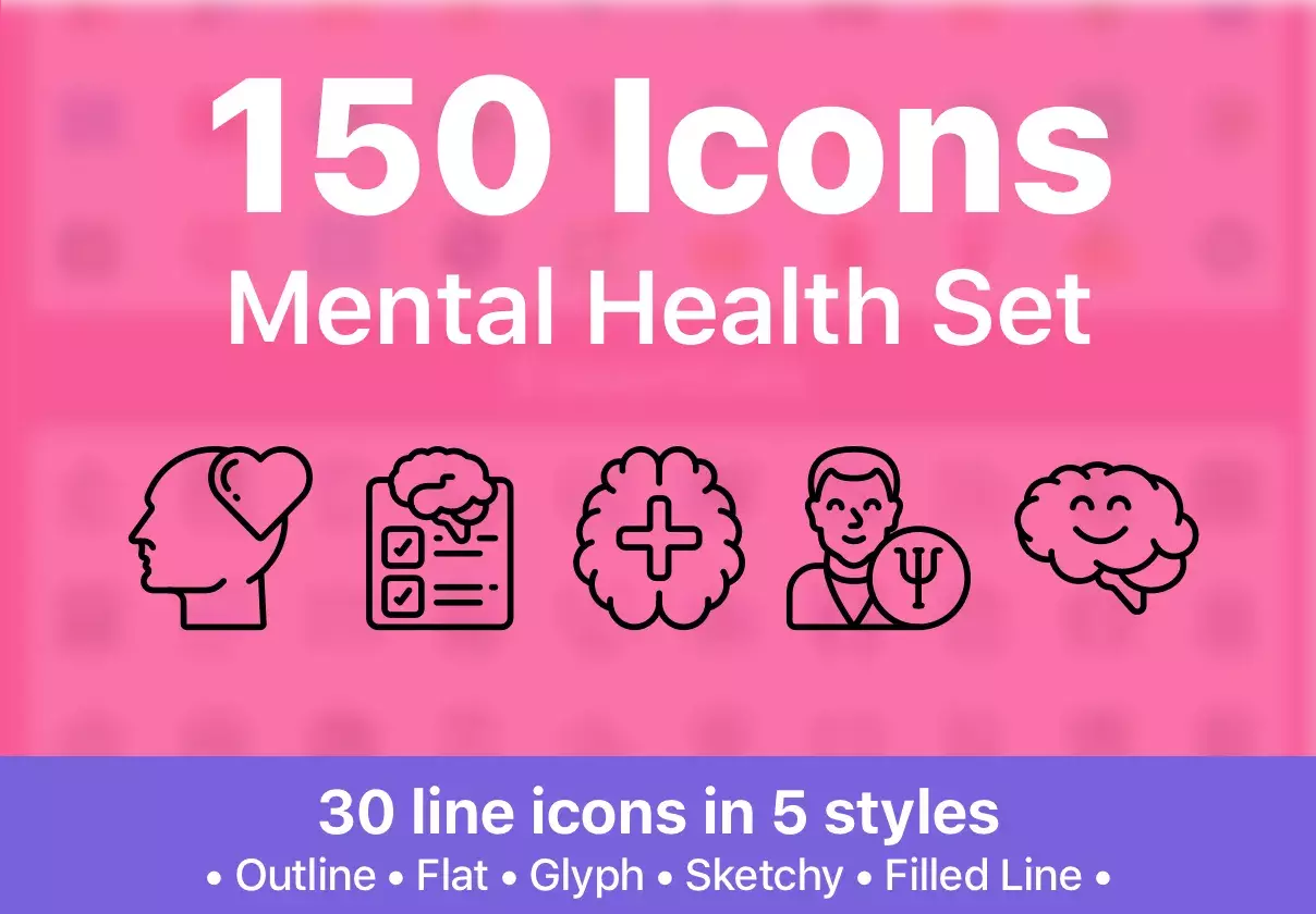 150 Mental Health Icons