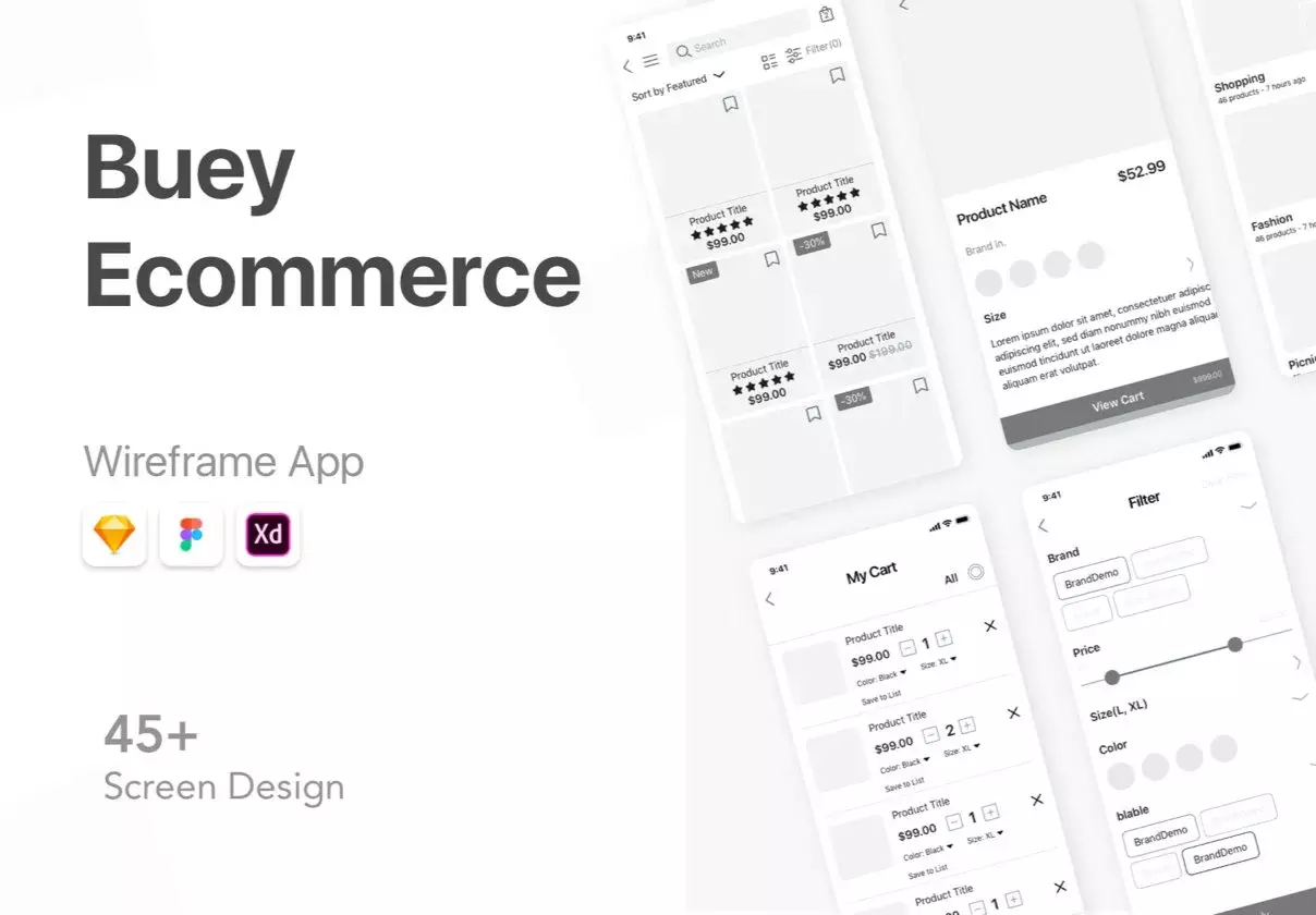 Buey E-commerce Wireframe Kit