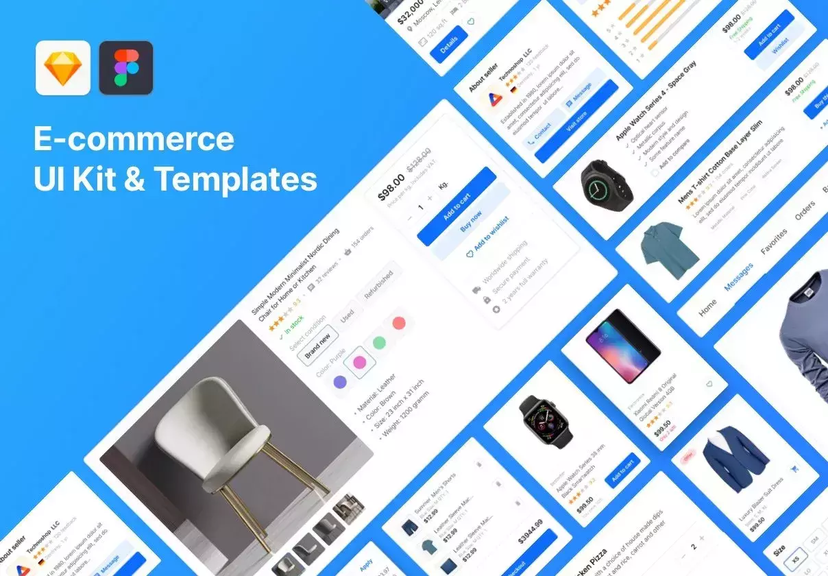 E-commerce UI Kit and templates (Sketch, Figma)