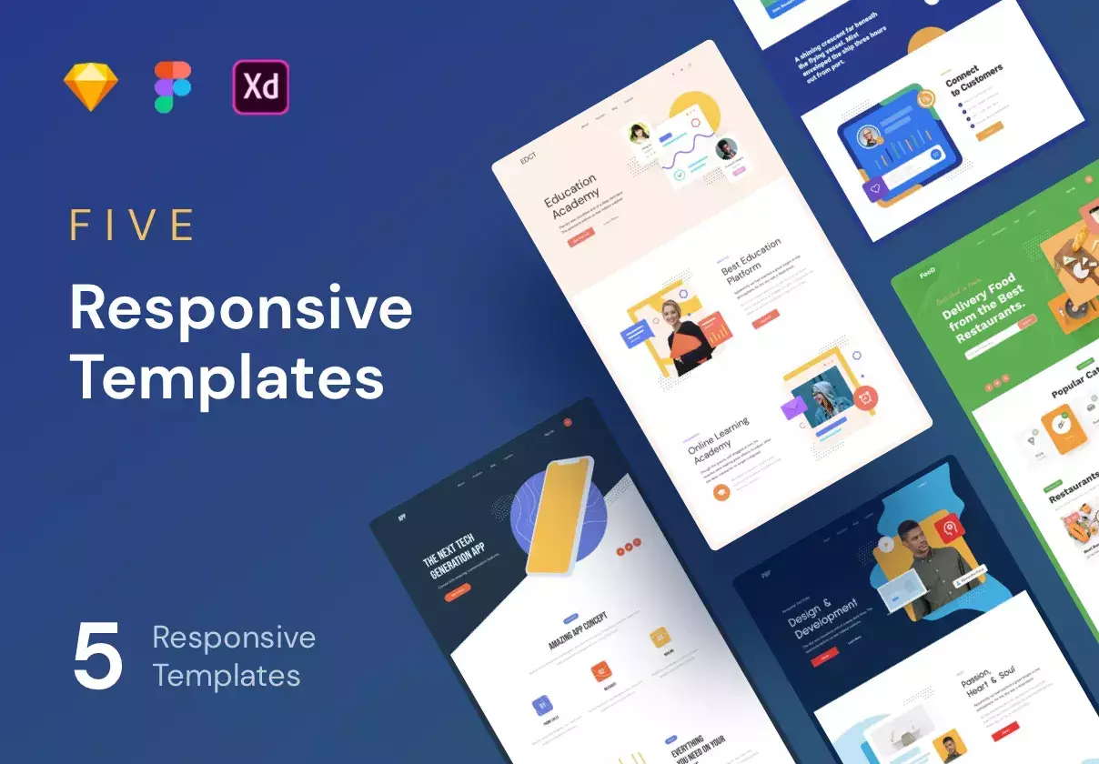 5 Templates in Desktop & Mobile versions