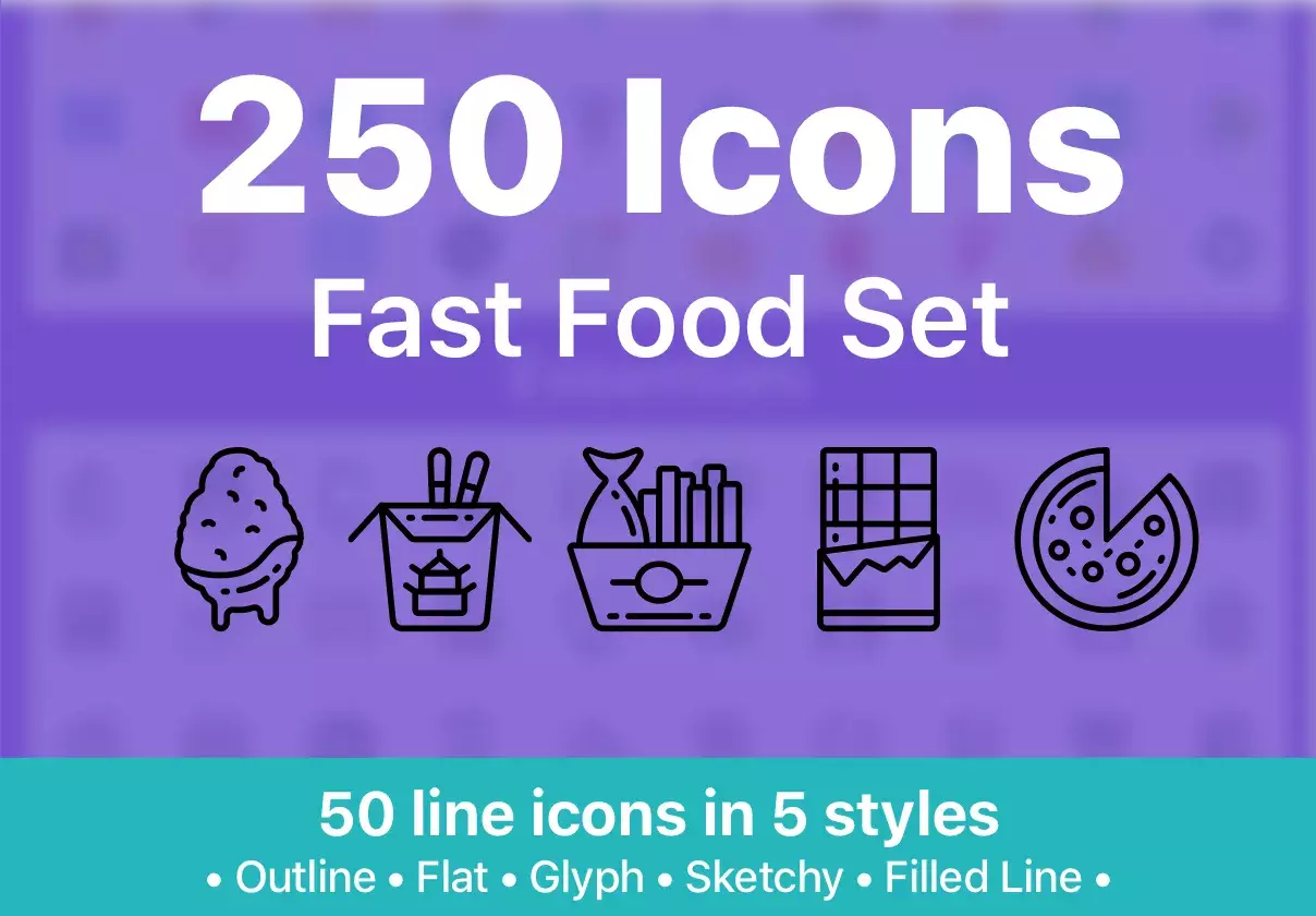 250 Fast Food Icons