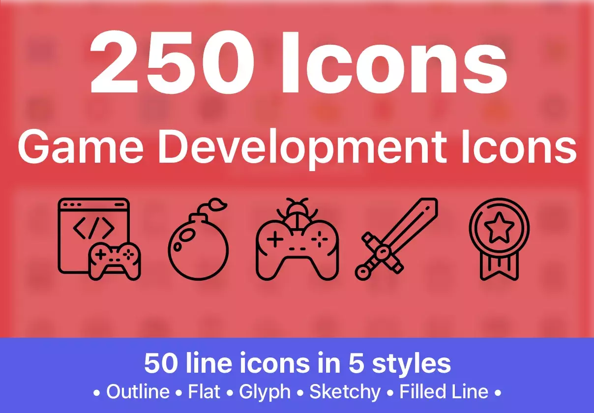 250 Game Development Icons