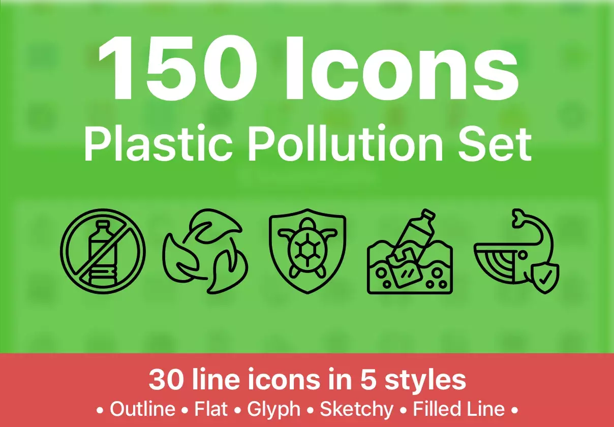 150 Plastic Pollution Icons