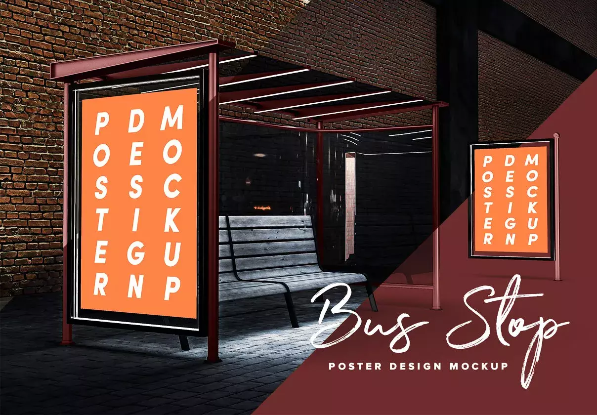 Bus Stop Poster Design Mockup