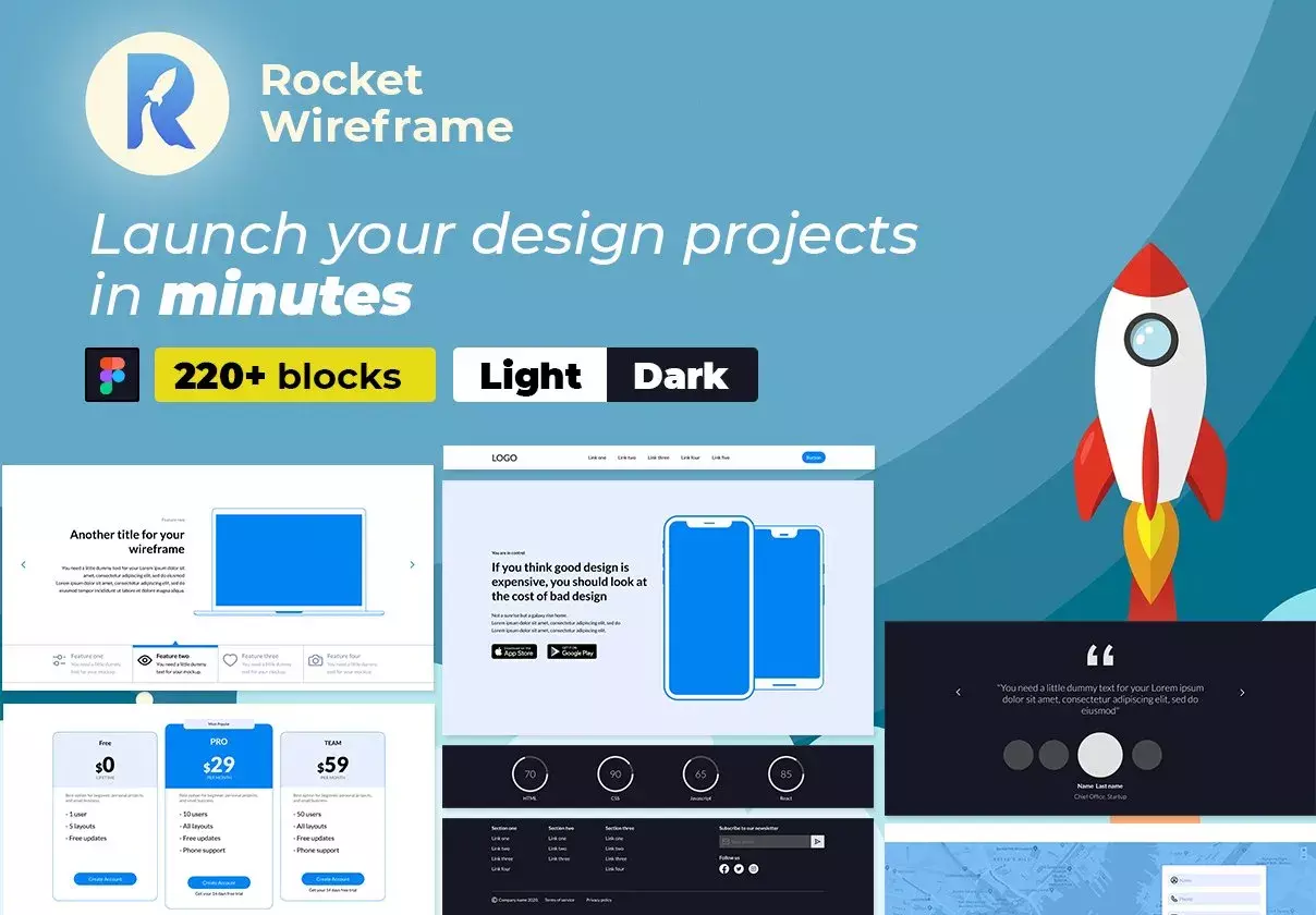 Rocket Wireframe Kit for Figma