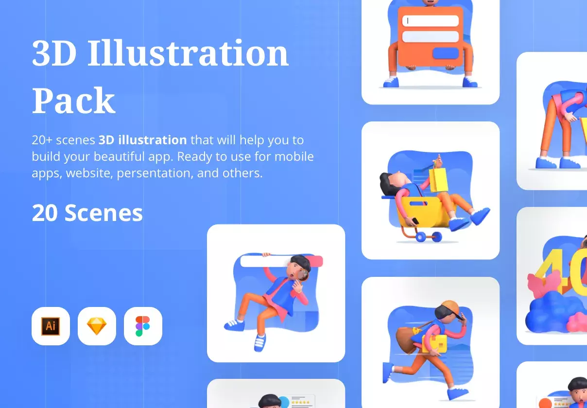 3D Illustration Pack Multiple State