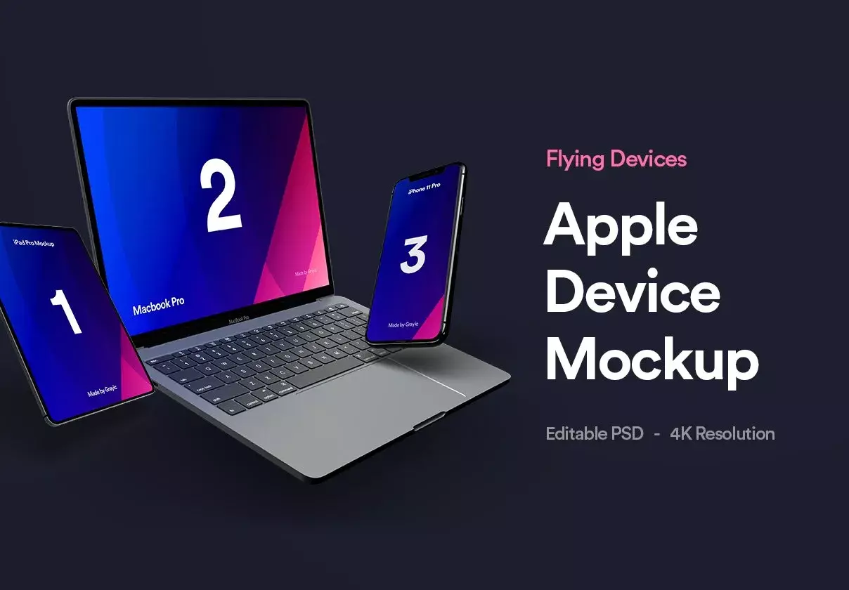 Flying Apple Device Mockup Vol 01