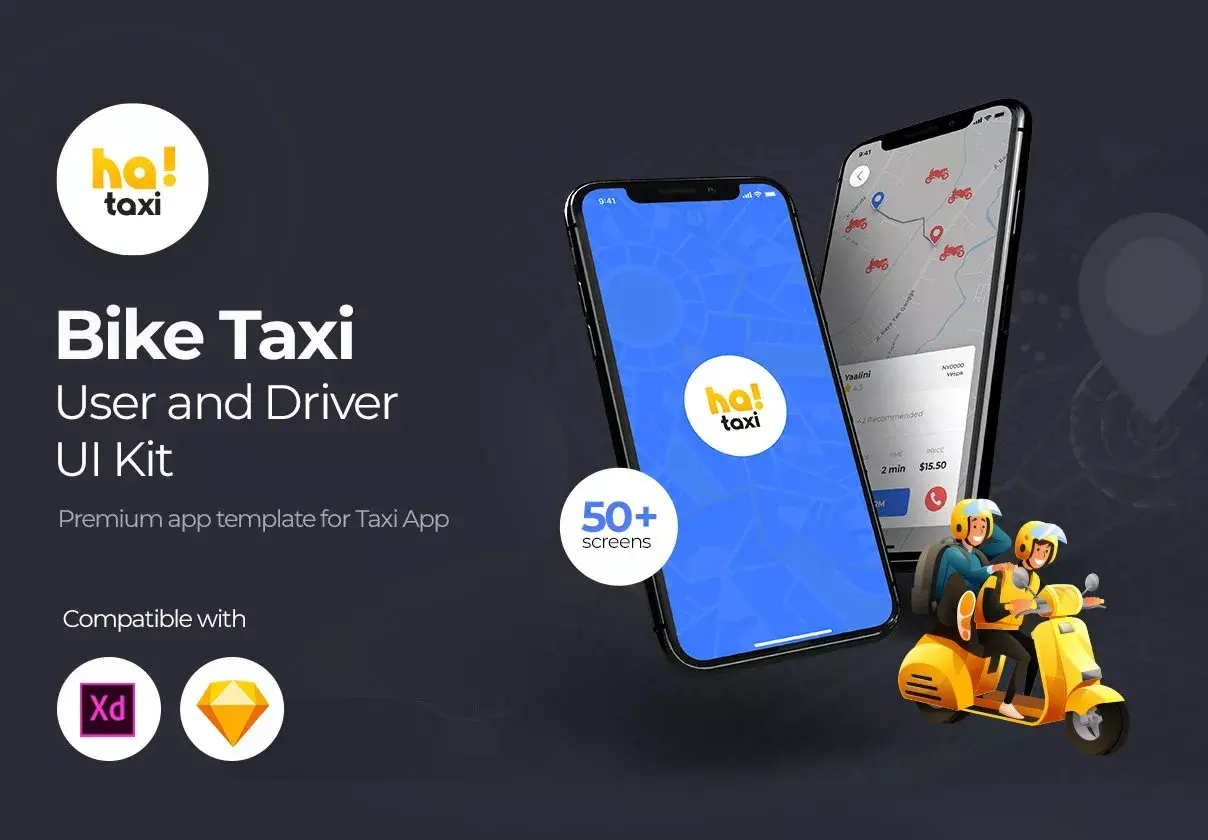 Hai Bike Taxi Booking UI kit for Mobile App