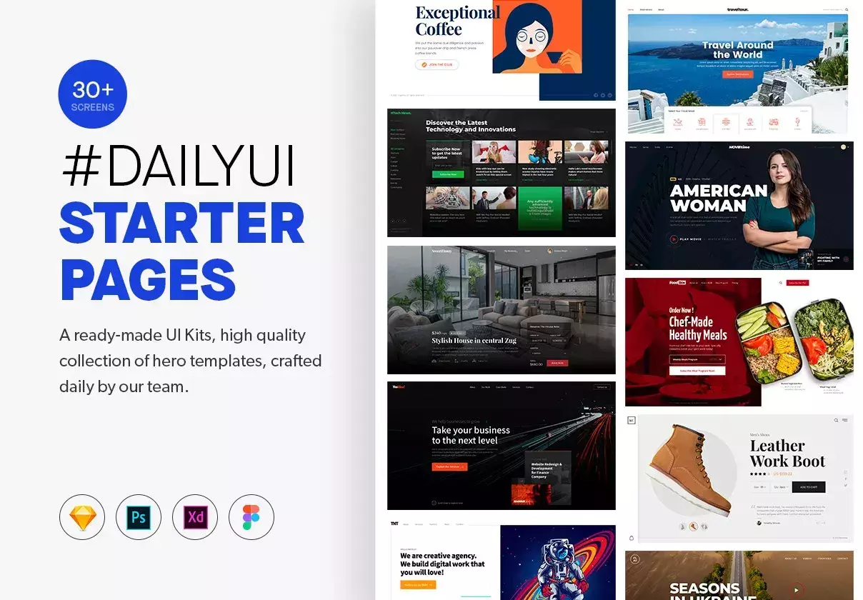 Daily UI Starter Pages - A ready-made UI Kits