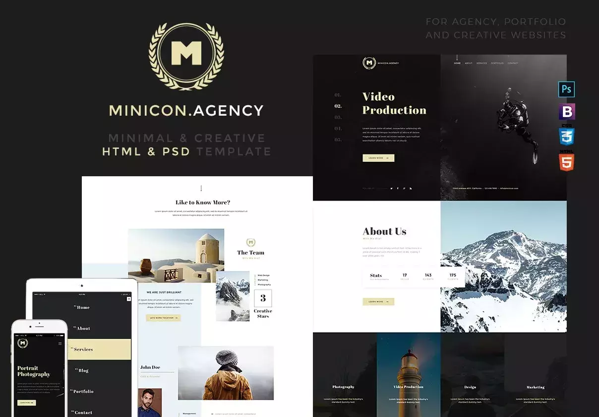 Minicon - Minimal HTMl and PSD Template