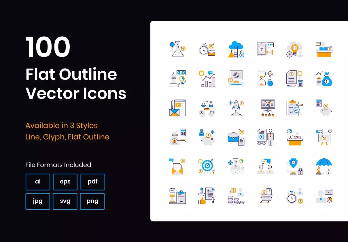 Flat Outline Vector Icons