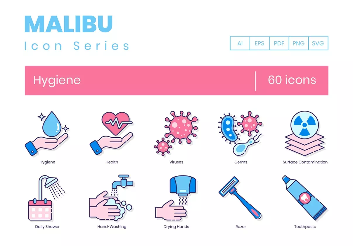 60 Hygiene Icons | Malibu Series