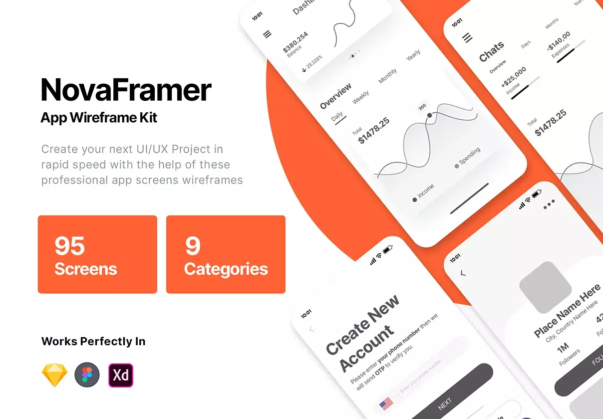 Nova App Wireframe Kit