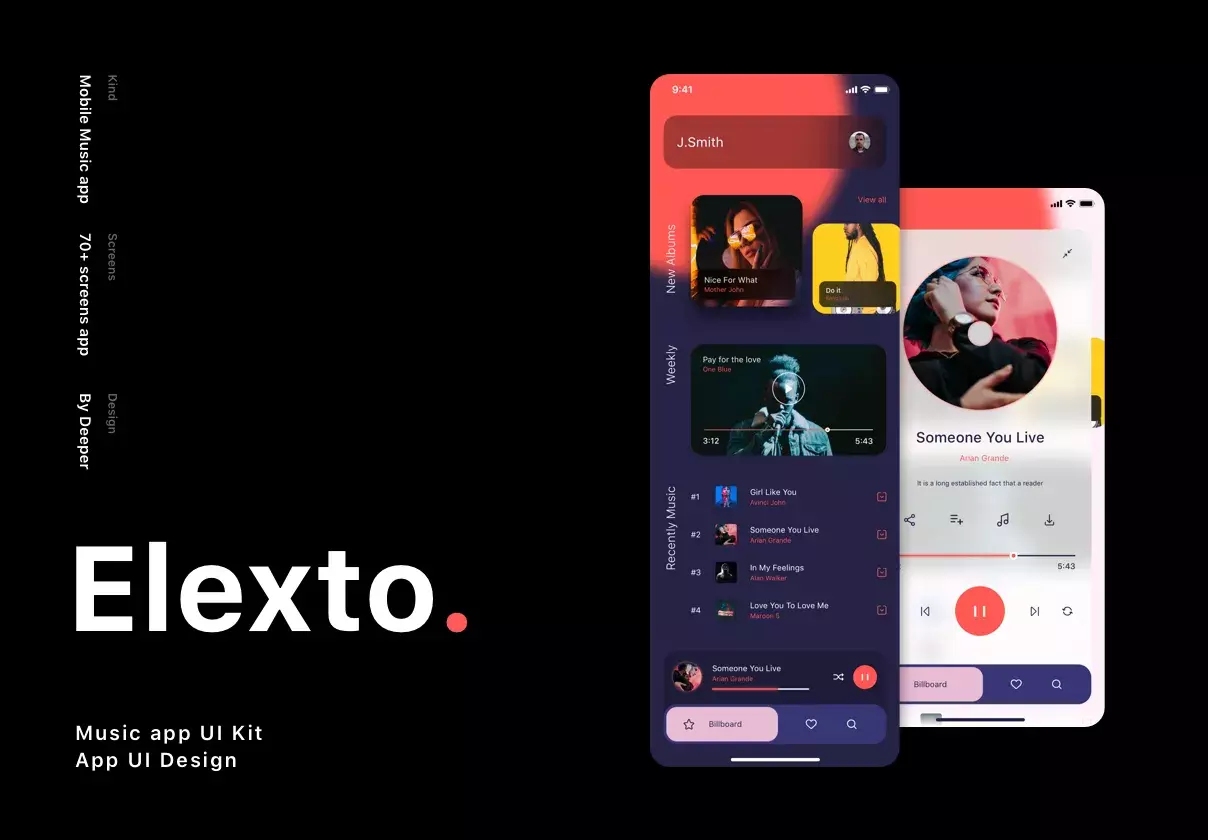 Elexto - Music App UI Kit