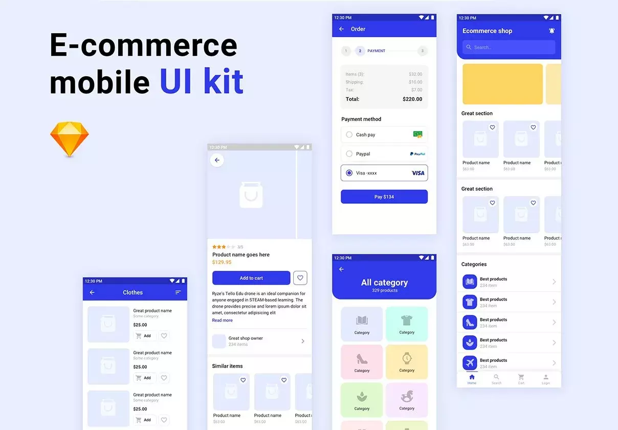 E-commerce mobile UI kit