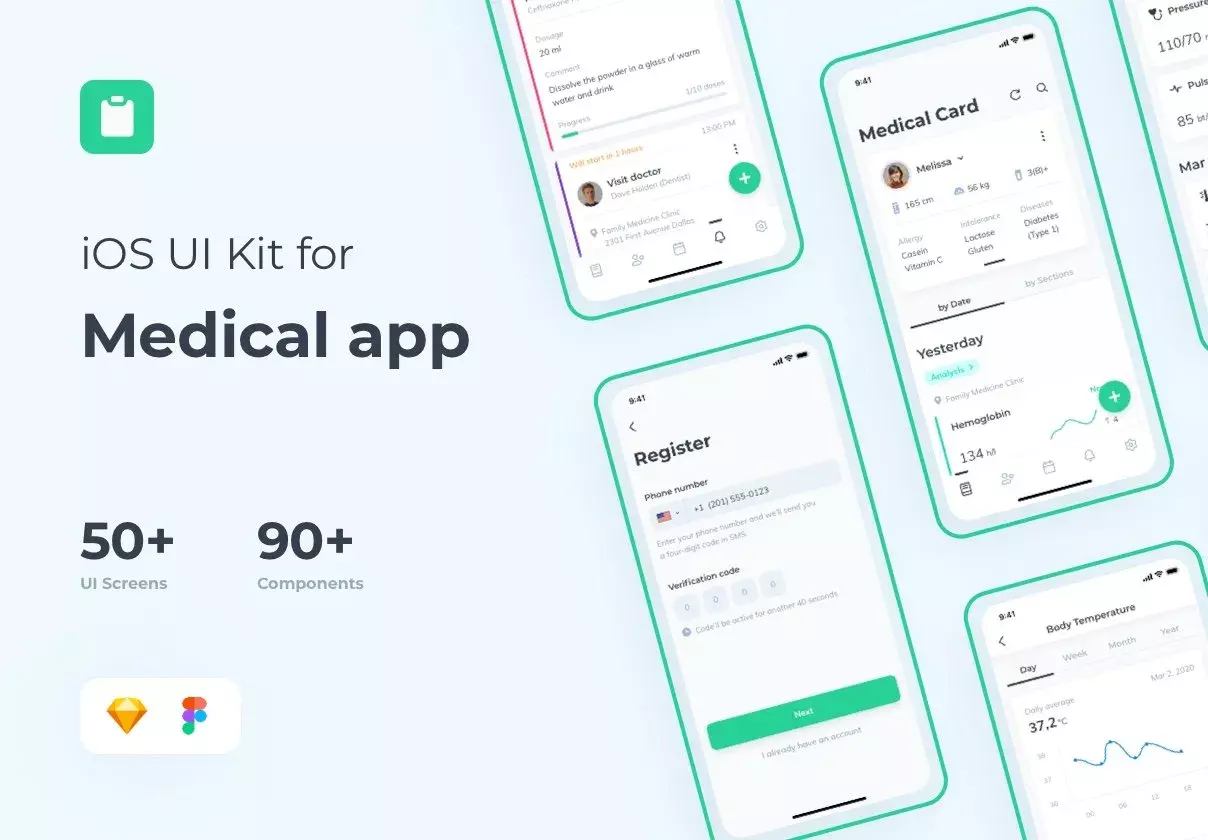 Medical App UI kit for iOS