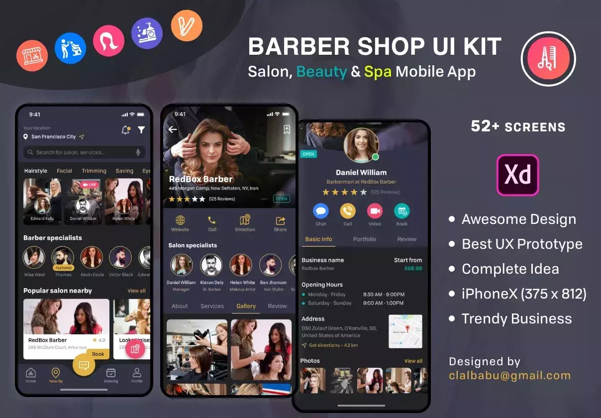 Barber Haircut, Salon & Beauty UI KIT