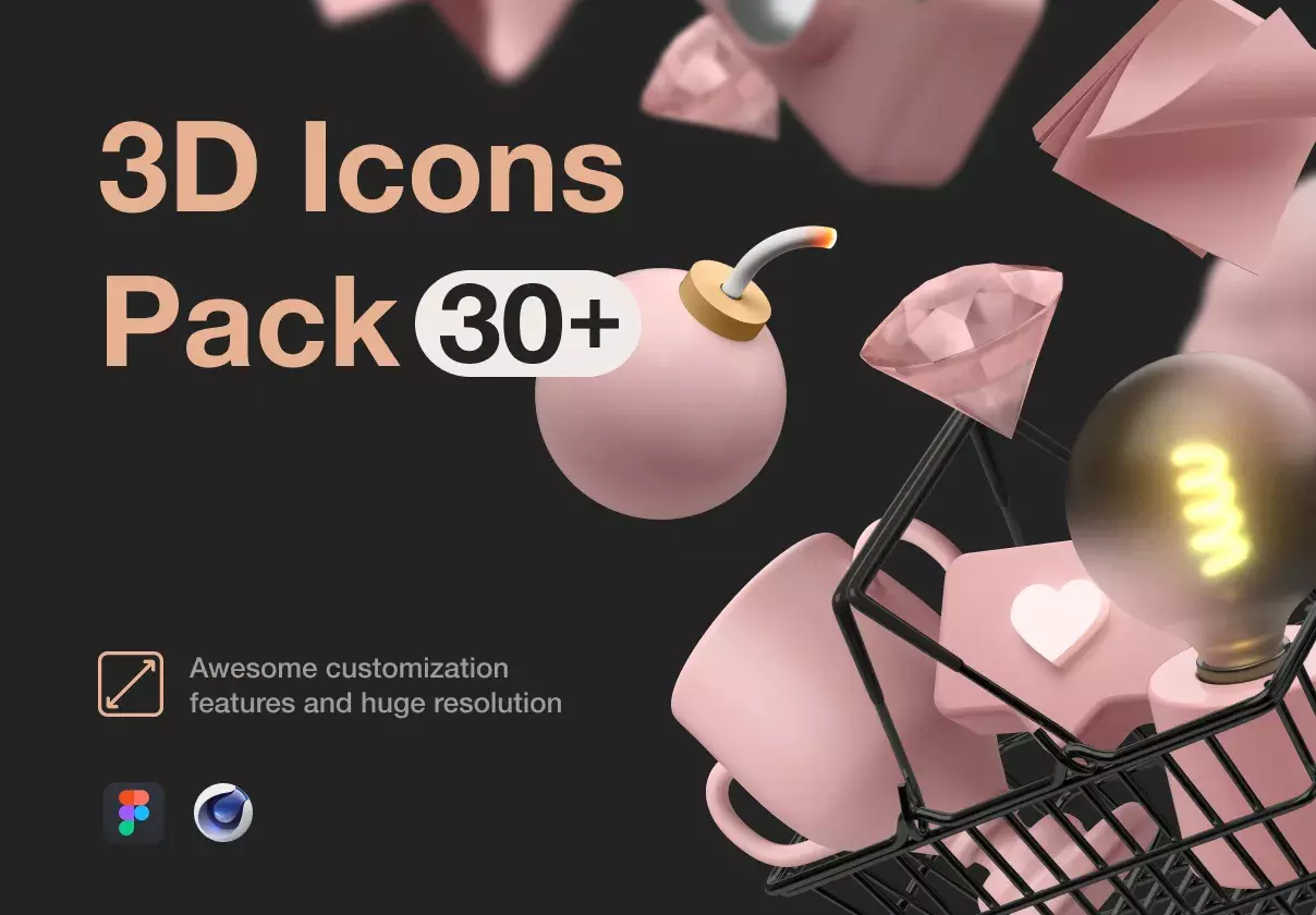 30 easily customizable 3D icons for your Websites, Startups, Apps, Games, Presentations.