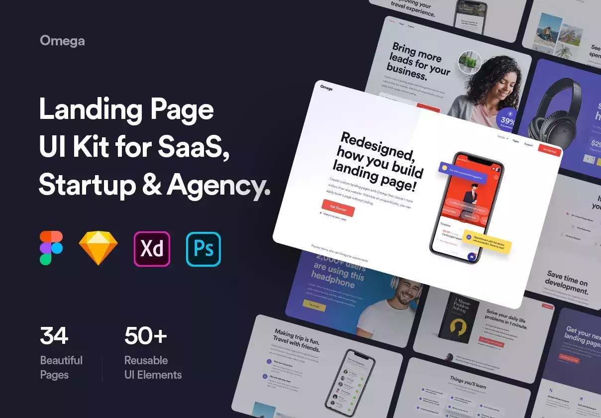 Beautifully crafted landing page design templates for SaaS, Startup & Agency