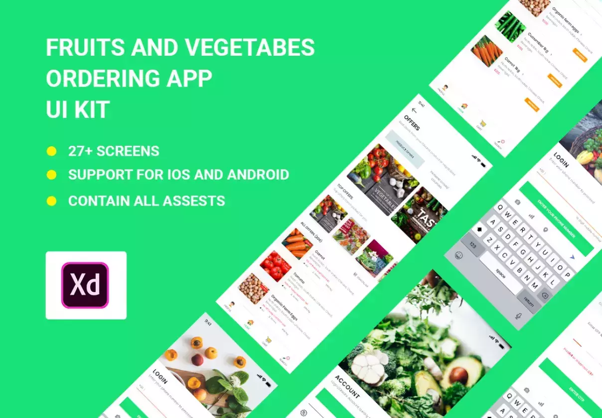 Adobe-XD Foods Ordering and Delivery App UI KIT