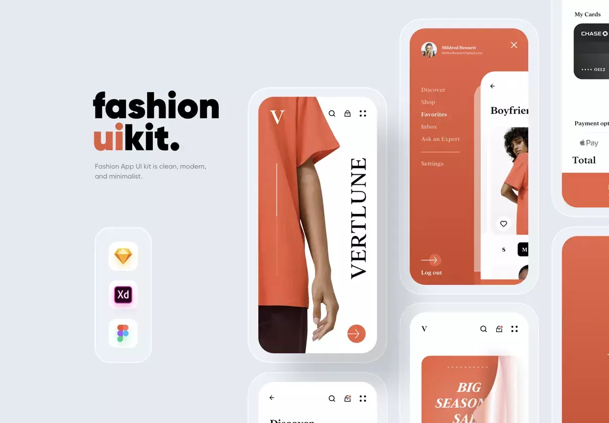 Verlune fashion eCommerce app UI Kit