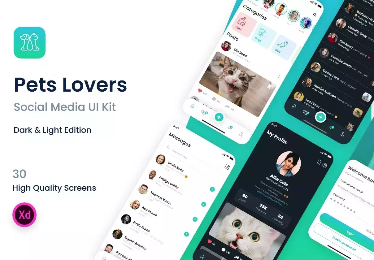 PetsLovers - Social Media app UI Kit