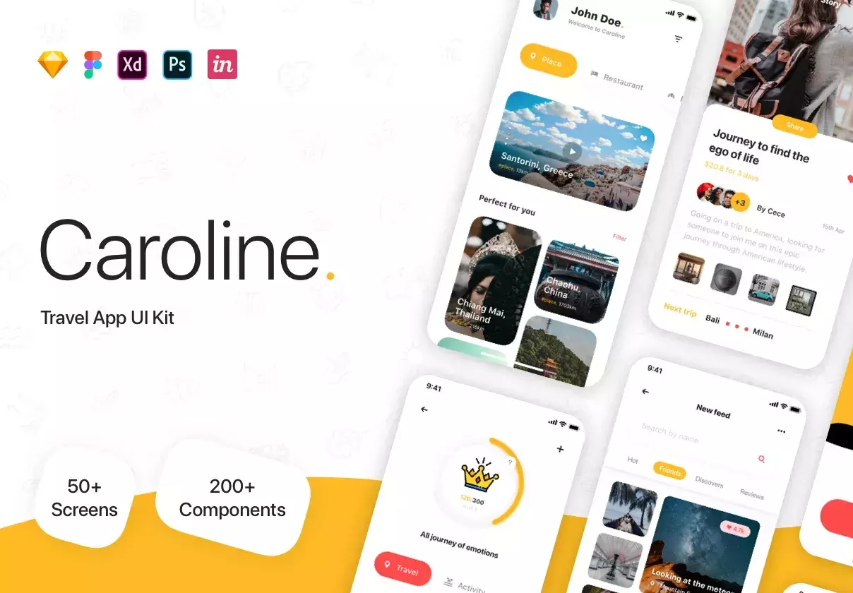 Caroline - Travel App UI Kit